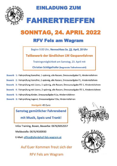 Mehr zu: Fahrertreffen <br>
ACHTUNG: GEÄNDERTE AUSSCHREIBUNG!!