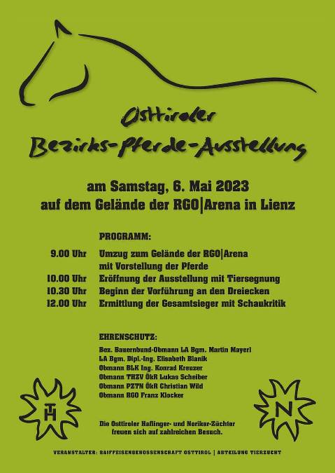 Mehr zu: Bezirkspferdeausstellung Lienz 06.05.2023