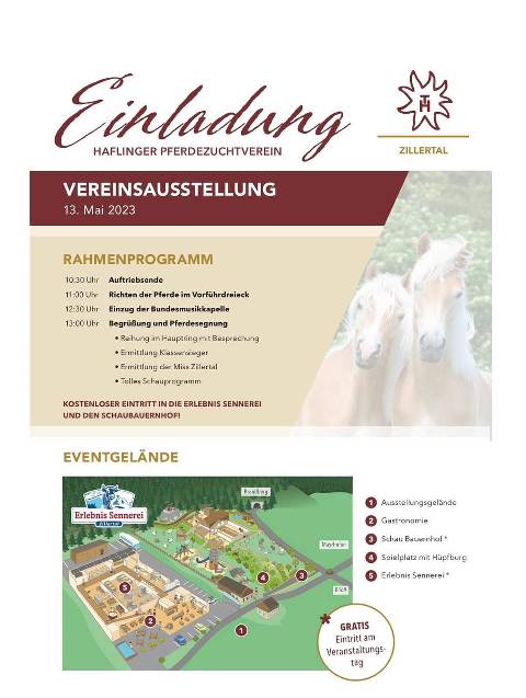 Mehr zu: Vereinsausstellung Haflingerzuchtverein Zillertal 13.05.2023
