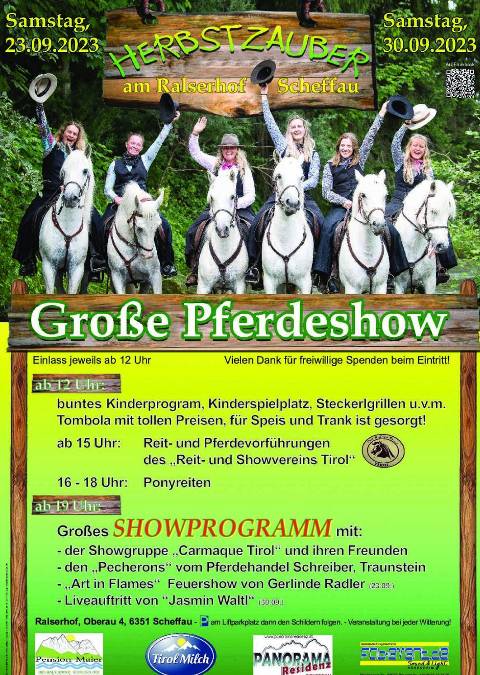 Mehr zu: Herbstzauber am Ralserhof in Scheffau<br>
Samstag 23.09. und Samstag 30.09.2023