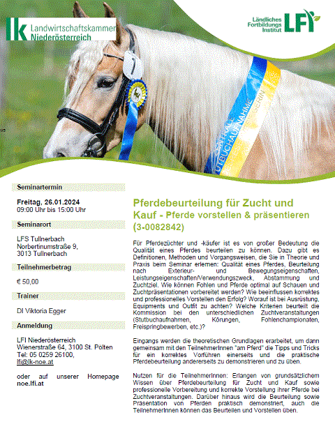 Mehr zu: Pferdebeurteilung für Zucht und Kauf - Pferde vorstellen & präsentieren