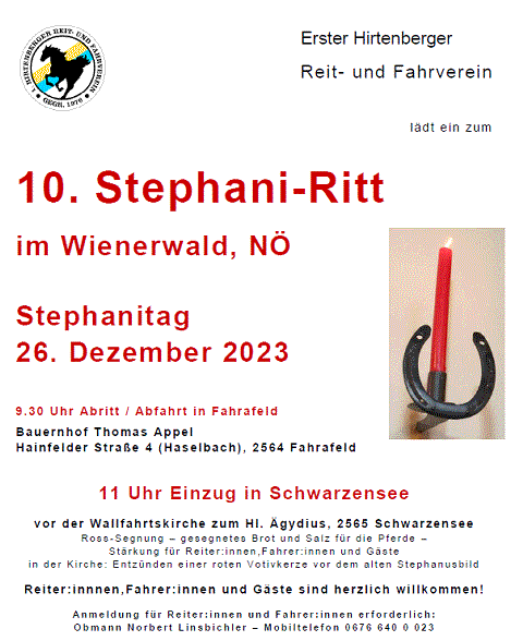 Mehr zu: 10. Stephani-Ritt im Wienerwald (NÖ)