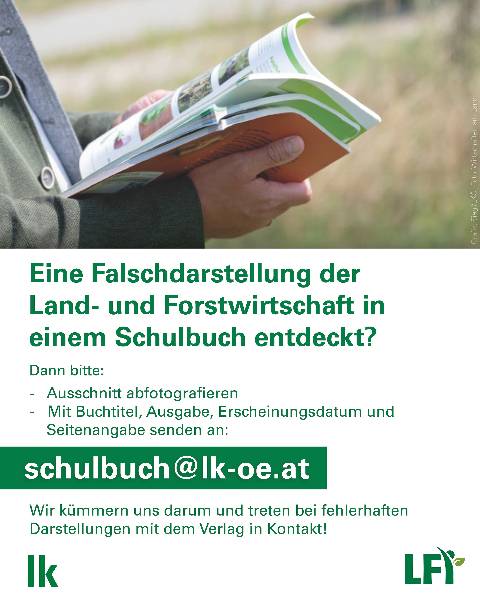 Mehr zu: Neue LKÖ-Servicestelle für Falschdarstellungen der Land- und Forstwirtschaft in Schulbüchern