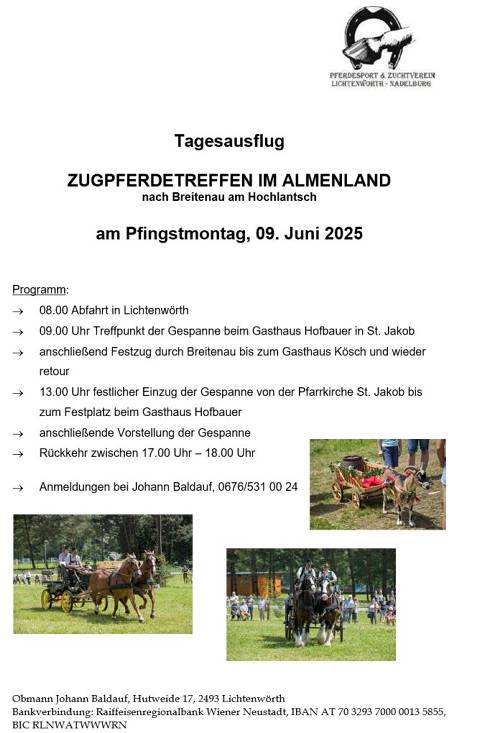 Mehr zu: Pfingstmontag - Zugpferdetreffen im Almenland