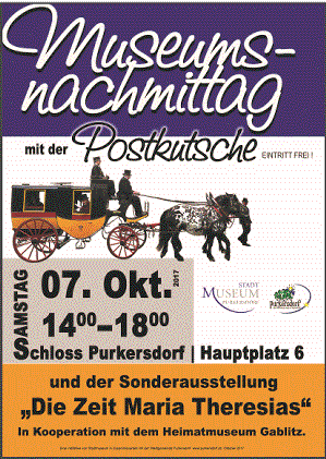 Mehr zu: 7.10.2017 : Museumsnachmittag in Purkersdorf mit Postkutschenfahrt und Sonderausstellung 